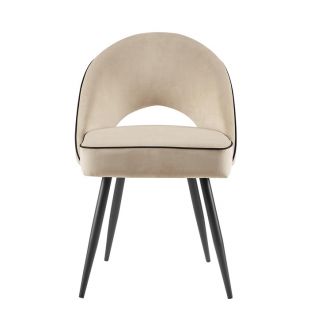  Champagne Velvet Upholstered Dining Chairs