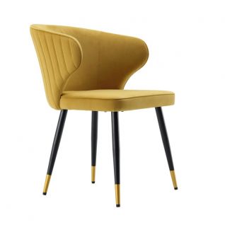 Mustard Velvet Upholstered Carver Dining Chairs