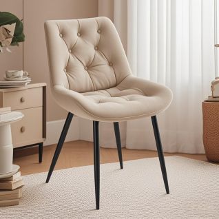 Tufted Velvet Side Chair  Metal Frame Living Room Dining Chairs