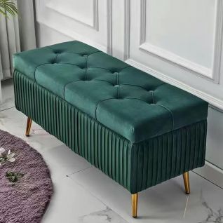 Velvet Upholstered Storage Bench